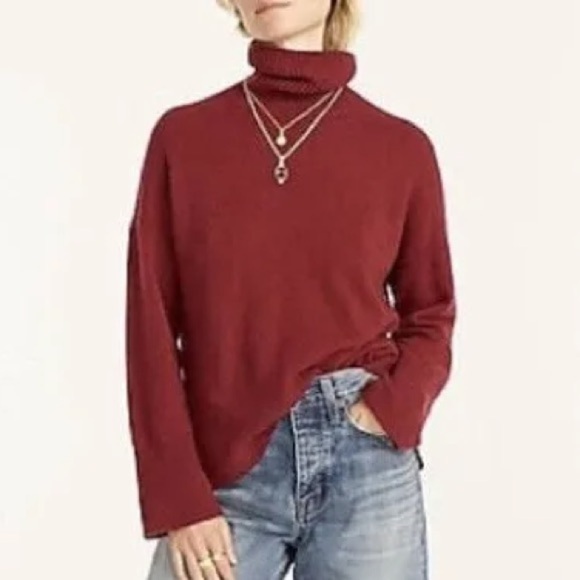 Merino wool/alpaca/acrylic blend tneck sweater in merlot J Crew - Picture 1 of 9